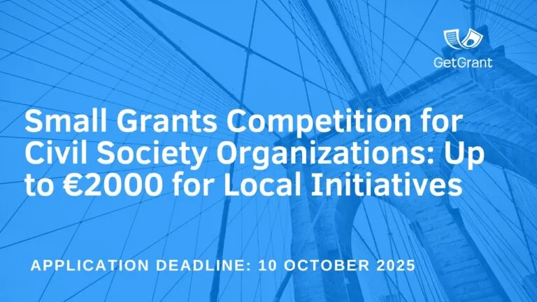 Small Grants Competition for Civil Society Organizations: Up to €2000 for Local Initiatives
