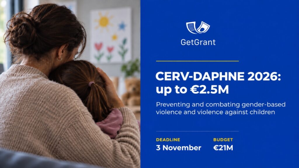 CERV-DAPHNE 2026: up to EUR 2.5m, deadline 3 November