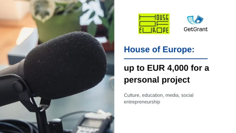House of Europe: up to EUR 4,000 for a personal project