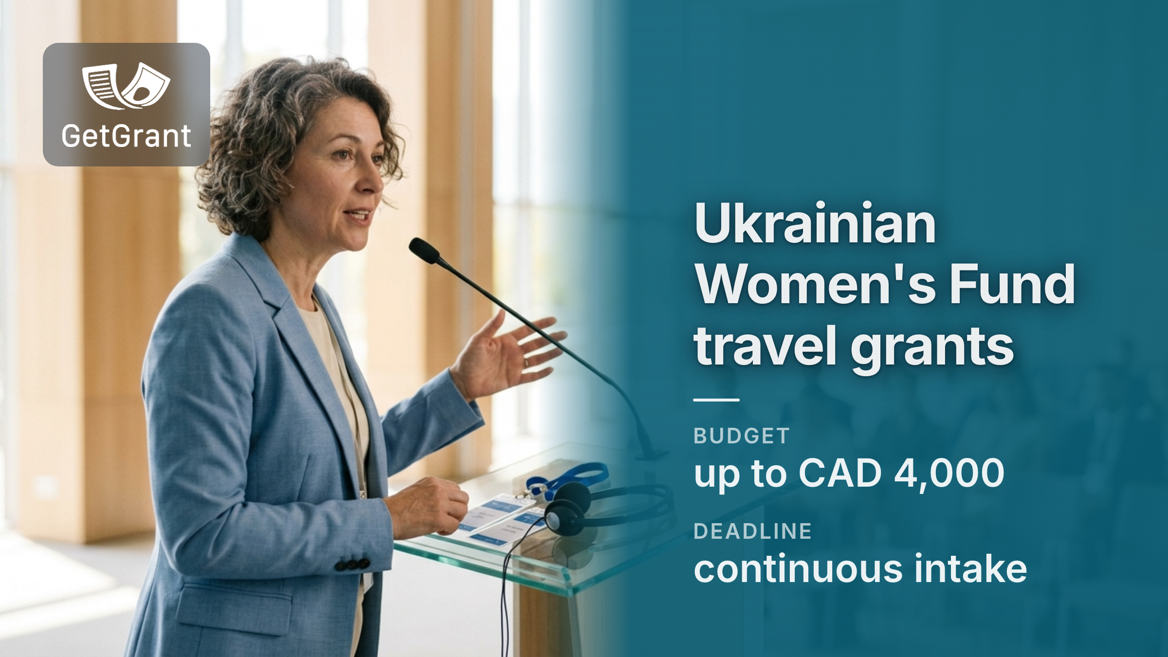 Ukrainian Women’s Fund travel grants: up to CAD 4,000 for activists to attend international events