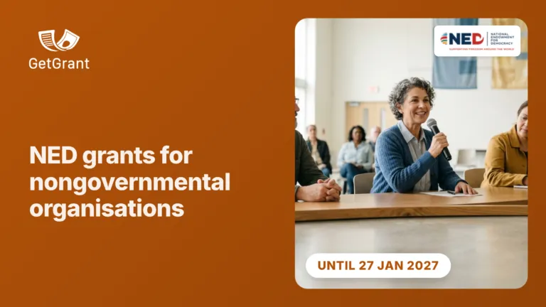 NED grants for nongovernmental organisations: next deadline 27 January 2027