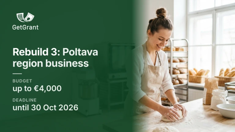Rebuild 3 in Poltava region: free education and grant programme for micro and small businesses with equipment worth up to EUR 4,000