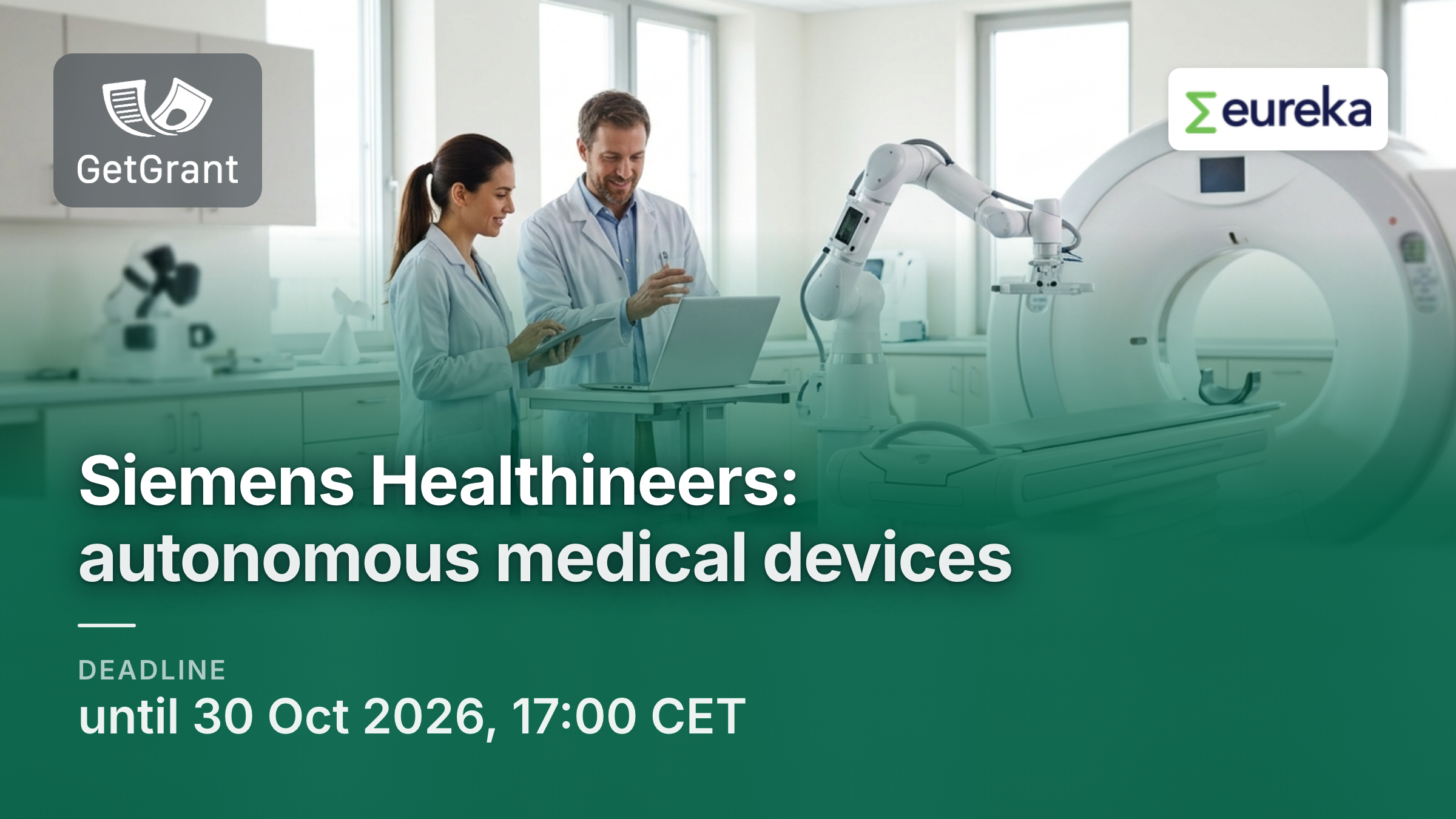 Siemens Healthineers and Eureka: challenge for startups with autonomous medical device solutions, submissions until 30 October
