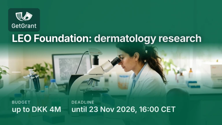 LEO Foundation: international research grants of DKK 2 to 4 million for dermatology research, deadline 23 November